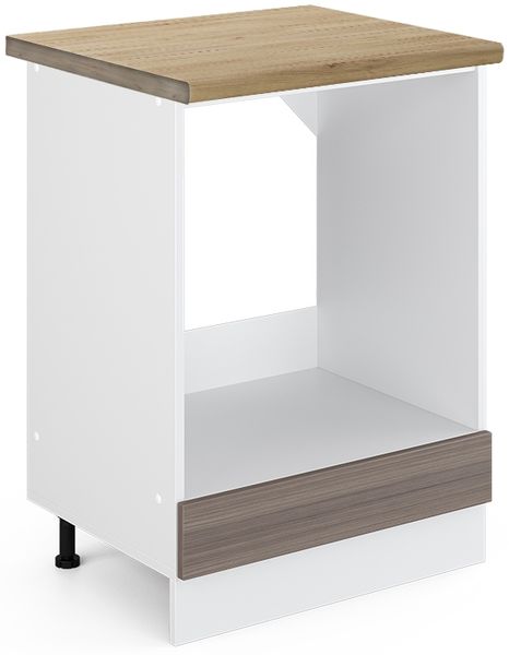 Herdumbauschrank R-Line Edelgrau 60 cm , AP Eiche Vicco