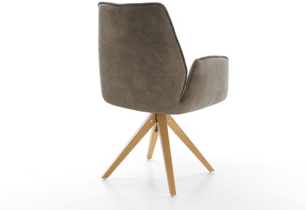 Esszimmerstuhl Zoa-Flex Mikrofaser Taupe Vintage Holzgestell kantig Natur Taschenfederkern Bild 5