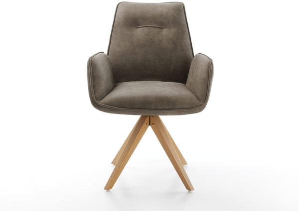 Esszimmerstuhl Zoa-Flex Mikrofaser Taupe Vintage Holzgestell kantig Natur Taschenfederkern Bild 2