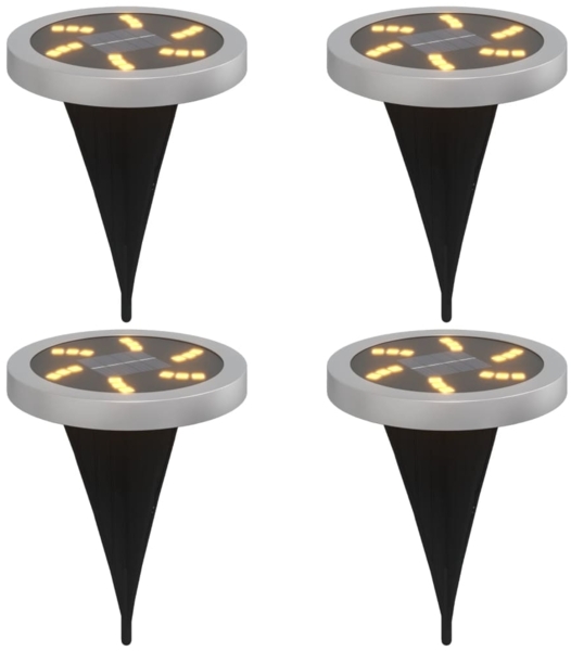 vidaXL Solar-Bodenleuchten mit Erdspieß 4 Stk. Warmweiß 4008198