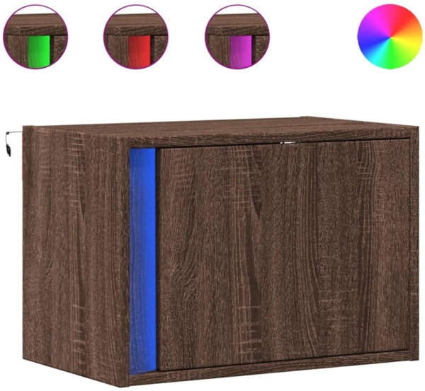 vidaXL Wand-Nachttische mit LED-Leuchten 2 Stk. Braun Eichen-Optik 852102