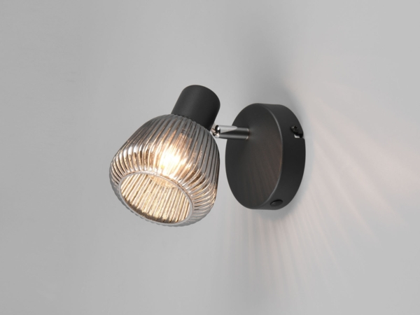 LED Wandstrahler mit Glasschirm Chrom bedampft, Breite 10cm