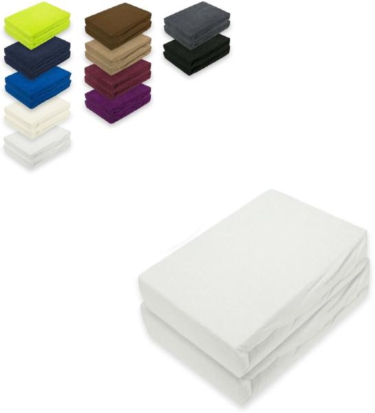 Frottee Spannbettlaken Doppelpack 180 - 200 x 200 cm Weiss