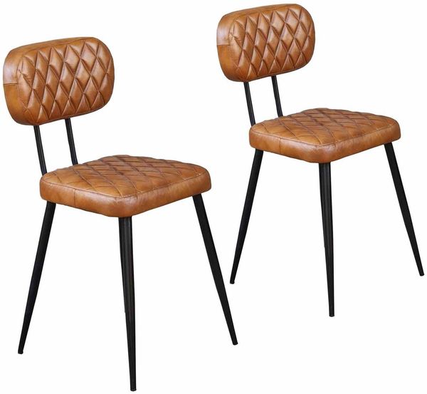 Lederstuhl Sofia Cognac 2er Set