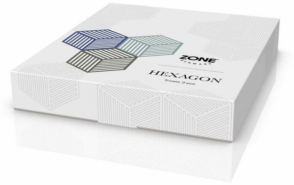 Zone Denmark Topfuntersetzer Hexagon 3er Set Indigo Blue Fog Olive Taupe, Set, 3-tlg.