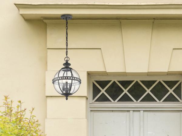 LED Jugendstil Pendelleuchte für Innen & Außen, Anthrazit Ø30,5cm