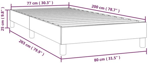 vidaXL Polsterbett, Stoff, 25,0 cm, Creme, 80x200 cm, mit Lattenrost, Schwarz Bild 9
