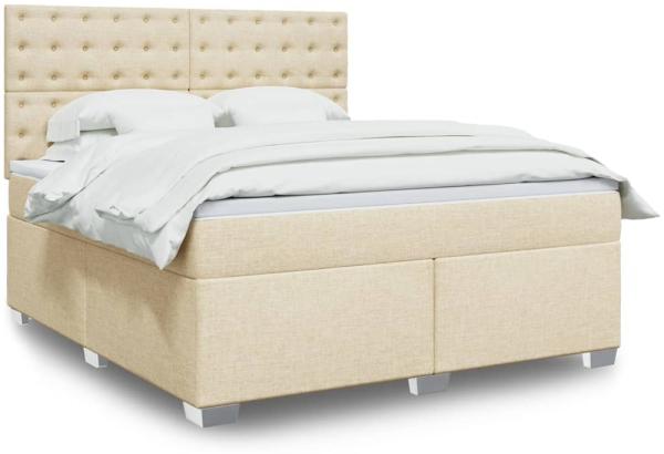 vidaXL Boxspringbett mit Matratze Creme 180x200 cm Stoff 3290586