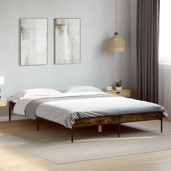 vidaXL Bettgestell Räuchereiche 120x200 cm Holzwerkstoff und Metall 845023