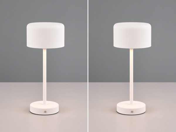2er SET Akku Tischleuchten, per USB aufladbar, dimmbar, Weiß, Höhe 30cm