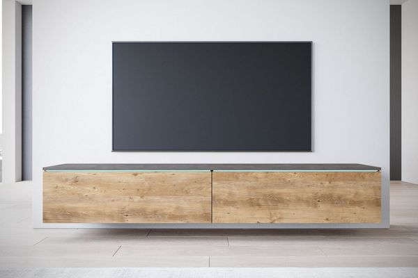Home affaire Lowboard LOWBOARD VERA, wahlweise mit oder ohne Beleuchtung, Modernes griffloses TV-Board, 180 cm TV-Schrank, stehend und hängend