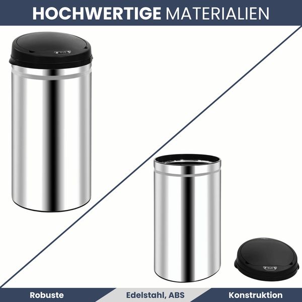 Sensor Mülleimer Küche 50L Edelstahl - Automatik Bewegungssensor Klemmring | Smarter Abfalleimer mit Deckel Müllbehälter Kücheneimer Bild 4