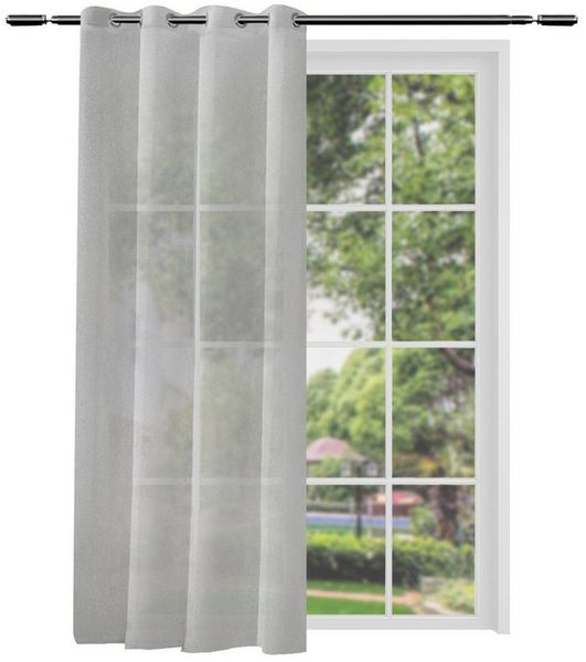 Woltu Gardine (1 St), Ösen, halbtransparent, mit Ösen Leinen Optik Ösenschal