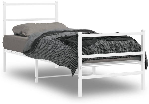 vidaXL Bettgestell mit Kopf- und Fußteil Metall Weiß 80x200 cm 355423