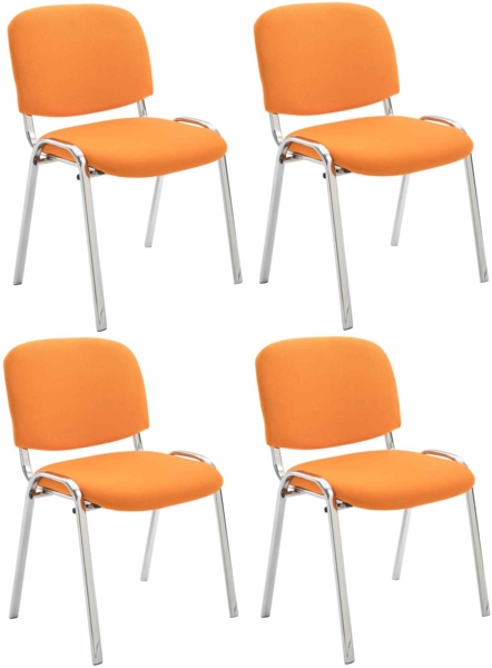 CLP 4er Set Stühle Ken Chrom Stoff gepolstert,orange