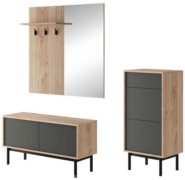 Garderoben-Set Basic Flurgarderobe 158cm jackson hickory graphit grifflos