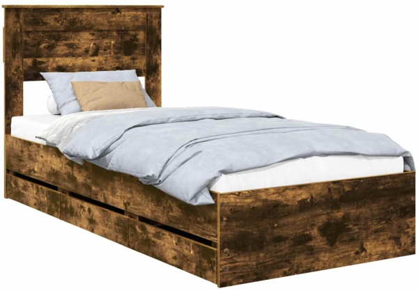 vidaXL Bettrahmen Geräucherte Eiche 100 x 200 cm Ingenieurs Holz 3409871