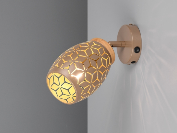 Wandstrahler BIDAR Coffee mit Schalter & Stanzmuster, Breite 12cm