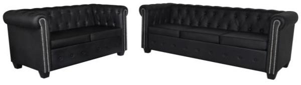 vidaXL Chesterfield-Sofas 2-Sitzer und 3-Sitzer Kunstleder Schwarz 272249