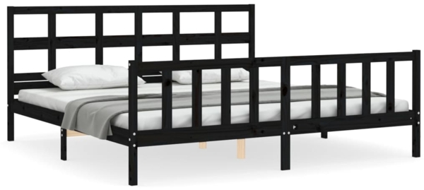 vidaXL Massivholzbett mit Kopfteil Schwarz 200x200 cm 3193035