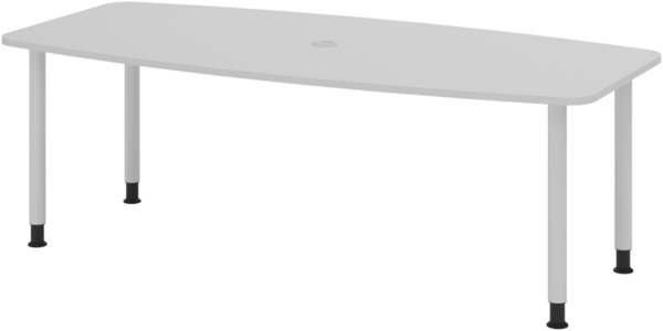 bümö Konferenztisch oval 220x103 cm großer Besprechungstisch in grau, Besprechungstisch mit Gestell in Silber, Meetingtisch für 8 Personen, XL-Tisch für Besprechungsraum & Meeting, KT22C-5-S