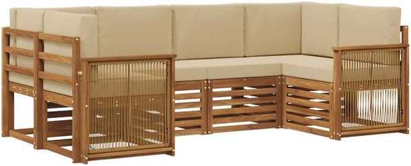 vidaXL Ecksofa Set 5 pcs Natur Massives Akazienholz und Polyester 3384779