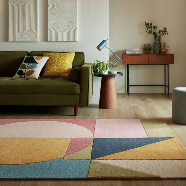 FLAIR RUGS Wollteppich Esre, aus 100% Wolle, rechteckig, Höhe: 7 mm, geometrisches Design, handgearbeiteter Konturenschnitt, Wohnzimmer