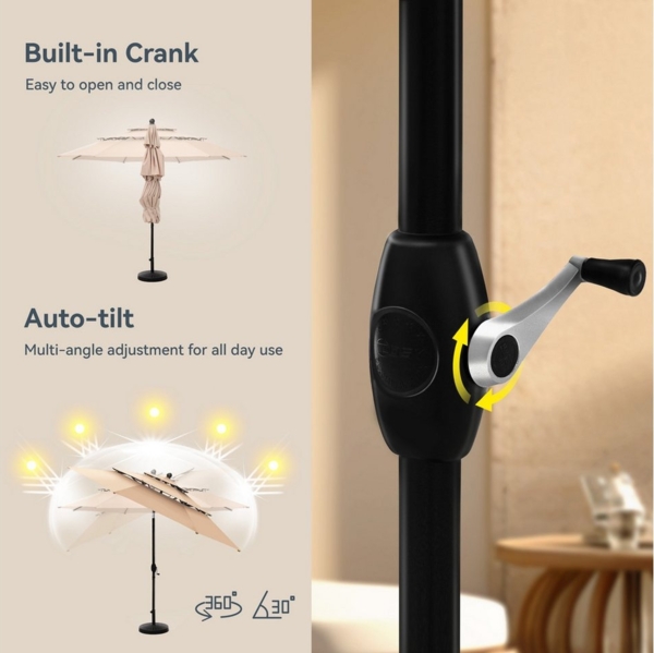 PHI VILLA Sonnenschirm, Ideal für Rasenflächen, Pools und Gartenterrassen, Mit 8 starken Schirmknochen Bild 3