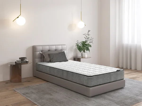 Vente-unique - KIJAL Matratze Stoff Weiß - B 90 cm x H 19 cm x L 190 cm