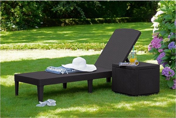 Allibert Gartenliege Jaipur Sun Lounger, Neigbare [4 Stufen] Rückenlehne