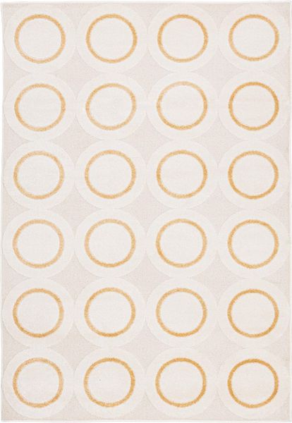 Teppich Inaza aus Stoff, Boho Design mit 3D-Optik, Creme Gelb, 160x230 cm, weicher Flor