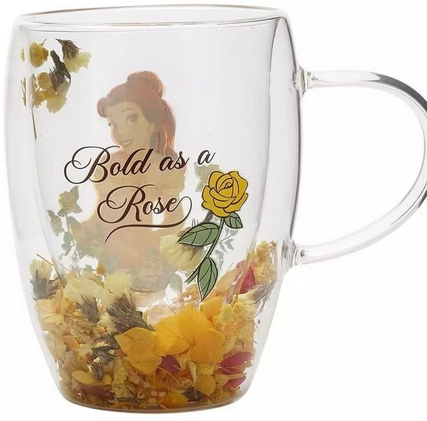 Disney Glas Designer Pastell Glas Belle Die Schöne & das Biest 3D Blumen Effekt, 1-tlg.
