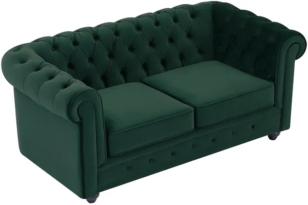 Vente-unique - CHESTERFIELD Sofa SamtStoff Grün - B 88 cm x H 72 cm x L 168 cm