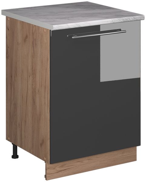 Spülenunterschrank Fame-Line Anthrazit Hochglanz/Goldkraft Eiche 60 cm Vicco