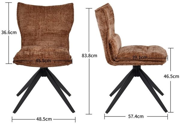 Duhome Esszimmerstuhl (8657A3), 360° Drehbar, Automatischer Rückstellfunktion, Chenille Bild 4