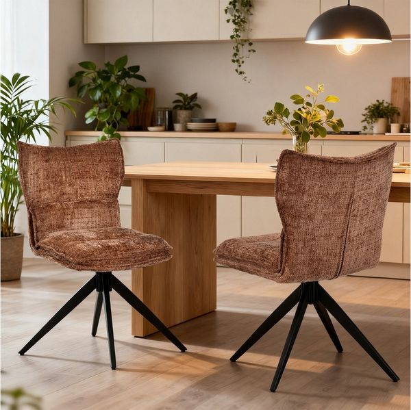 Duhome Esszimmerstuhl (8657A3), 360° Drehbar, Automatischer Rückstellfunktion, Chenille