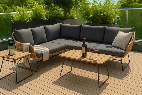 Bellavista Montreux Ecklounge, Polyrattan, grau, für 6 Personen