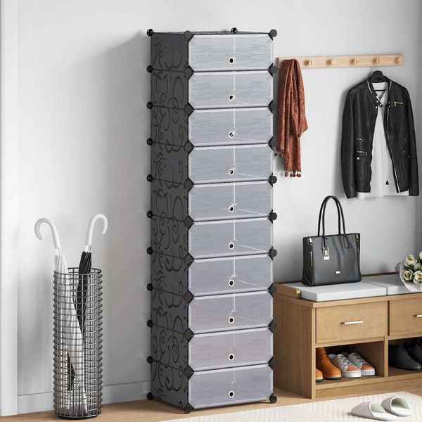 vidaXL Schuh-Organizer Zusammenklappbar mit 10 Fächern Schwarz 244920