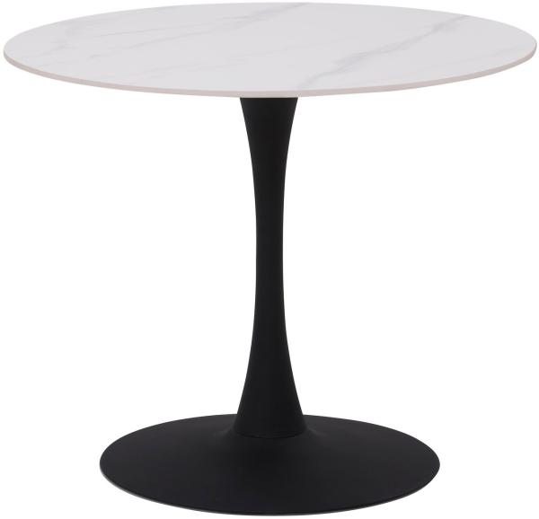 Hela Tische, Esstisch Rund Paola, Dekor Marmoroptik, Steinplatte-Sintered Stone 16mm Matt weiß, Maß Ø90x75 cm Bild 1