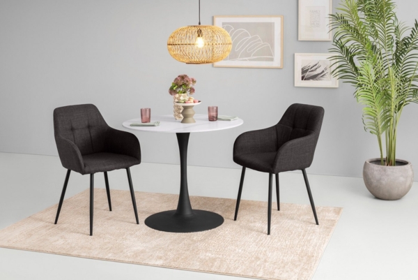 Hela Tische, Esstisch Rund Paola, Dekor Marmoroptik, Steinplatte-Sintered Stone 16mm Matt weiß, Maß Ø90x75 cm Bild 2