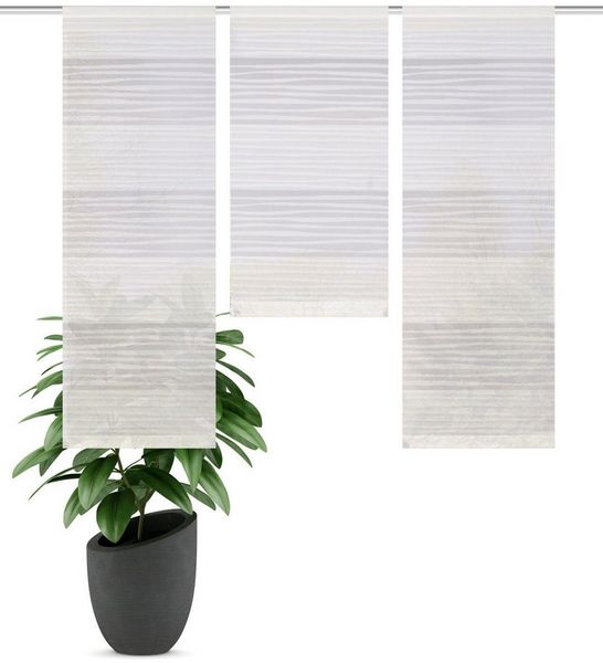 Clever-Kauf-24 Scheibengardine Mini Flächenvorhang Set weiß Querstreifen (3 St), Stangendurchzug, halbtransparent, Store
