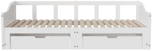 Gdood Schlafsofa Stauraumbett Daybett Tagesbett Ausziehbett, Holzbett, Mit 2 Schubladen, 90x200 cm/180x200 cm, Lattenrost