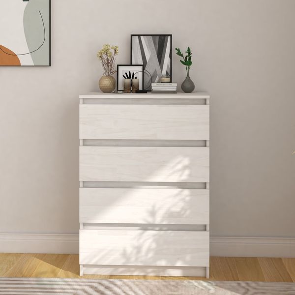 vidaXL Beistellschrank Weiß 60x36x84 cm Massivholz Kiefer 808104