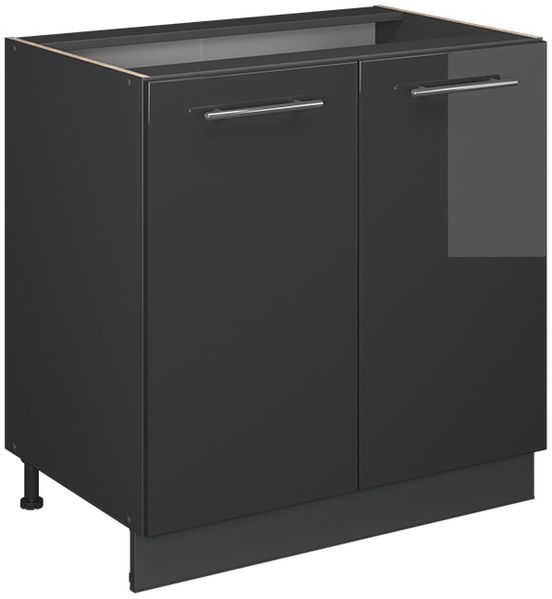 Spülenunterschrank Fame-Line Anthrazit Hochglanz 80 cm mit Regal, ohne Arbeitsplatte Vicco