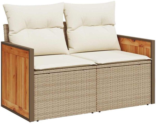 vidaXL Gartensofa-set mit Kissen 18 pcs Beige und Creme Poly-Rattan 3365321 Bild 6