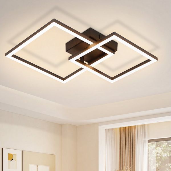 Nettlife LED Deckenleuchte Flur Wohnzimmer Schwarz moderne Kristall Deckenlampe 12/24W, LED fest integriert, Warmweiß, Flur Küche