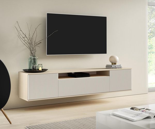 TV-Schrank Oberschrank Capri Premium RTV 200 cm mit 2 Schubladen Wohnzimmer - Cashmere Eiche Vicenza, 42 x 40 x 200 cm