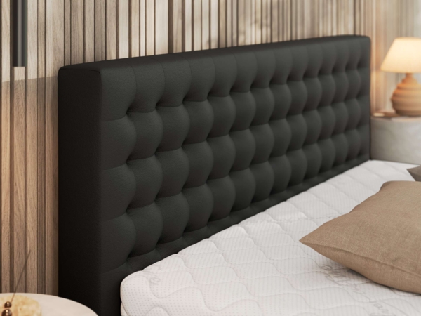 Polsterbett mit Holzlattenrost Doppelbett PAVO CLASSIC, hohe Kopfteil, Bettkasten mit Gasdruckfeder - 180x200 cm - Schwarz Kunstleder Bild 3