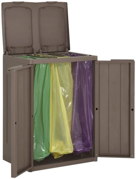vidaXL Mülleimer mit 2 Klappen Braun 65 x 45 x 88 cm PP 151225