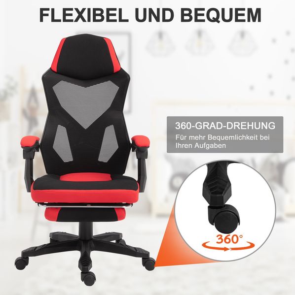 Schreibtischstuhl 58 x 63 x 112-122 cm aus Polyester, ergonomisch, höhenverstellbar, Schwarz Bild 3